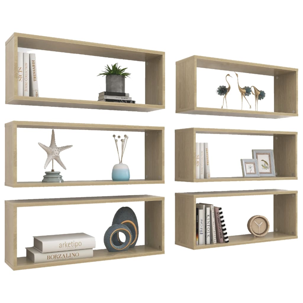 Wandschappen Kubus Spaanplaat Sonoma Eiken 6 60 x 15 x 23 cm