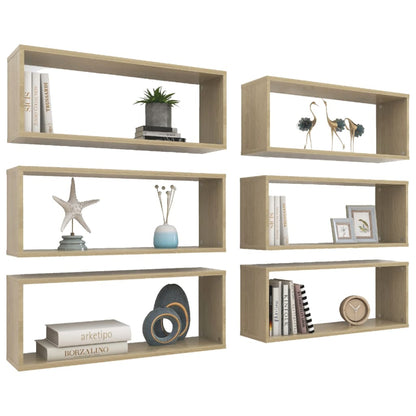 Wandschappen Kubus Spaanplaat Sonoma Eiken 6 60 x 15 x 23 cm