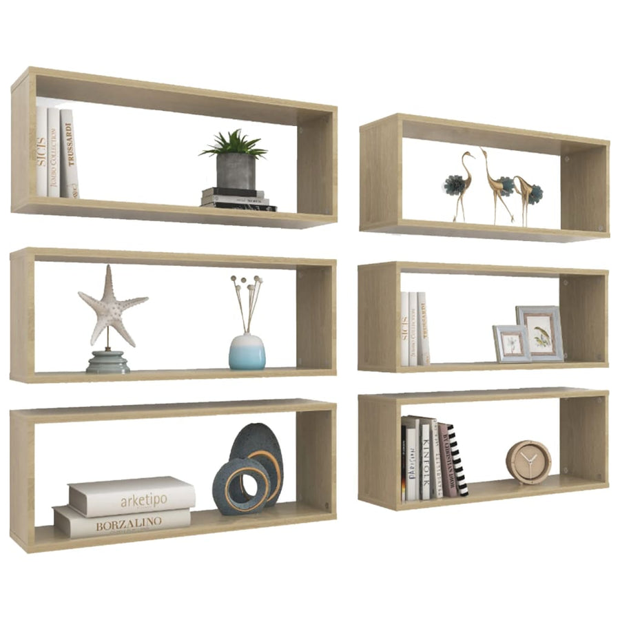 Wandschappen Kubus Spaanplaat Sonoma Eiken 6 60 x 15 x 23 cm