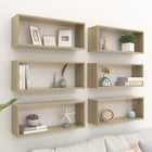 Wall shelves cube 6 pcs 60x15x23 cm engineered wood Sonoma oak