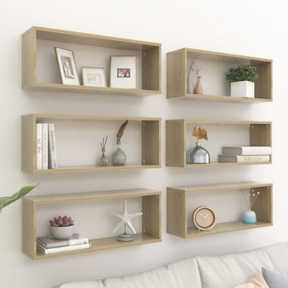 Wandschappen Kubus Spaanplaat Sonoma Eiken 6 60 x 15 x 23 cm