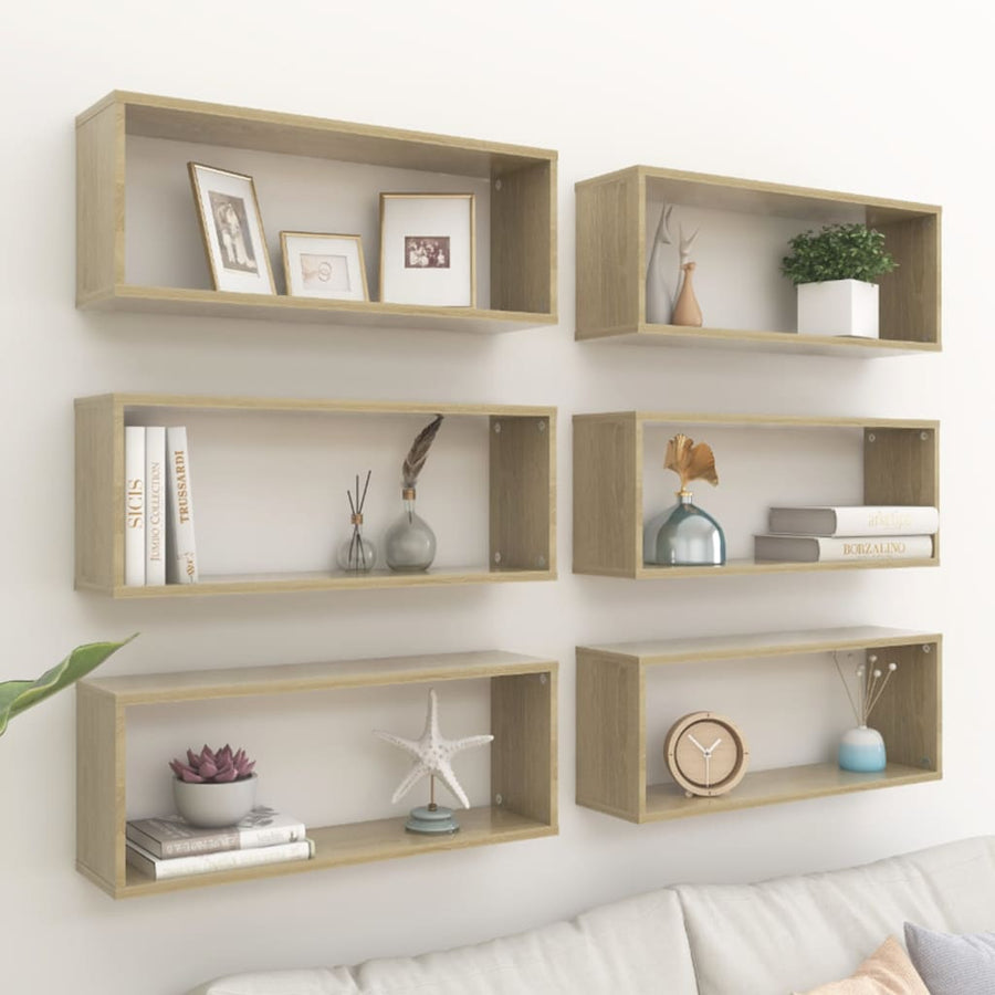 Wandschappen Kubus Spaanplaat Sonoma Eiken 6 60 x 15 x 23 cm
