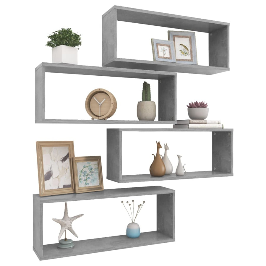 Wandschappen Kubus Spaanplaat Betongrijs 4 60 x 15 x 23 cm