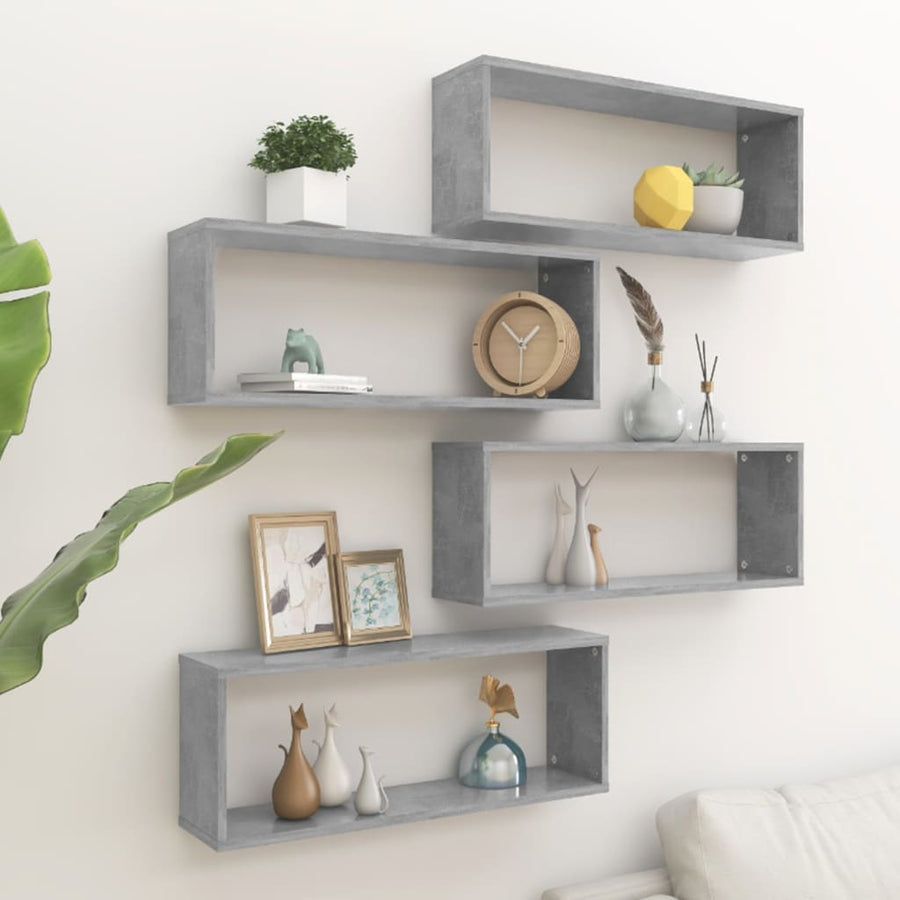 Wandschappen Kubus Spaanplaat Betongrijs 4 60 x 15 x 23 cm