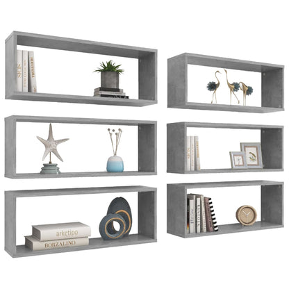 Wandschappen Kubus Spaanplaat Betongrijs 6 60 x 15 x 23 cm