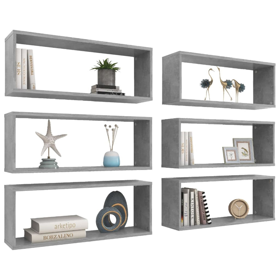 Wandschappen Kubus Spaanplaat Betongrijs 6 60 x 15 x 23 cm