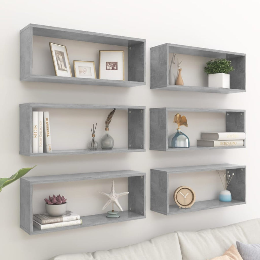 Wandschappen Kubus Spaanplaat Betongrijs 6 60 x 15 x 23 cm