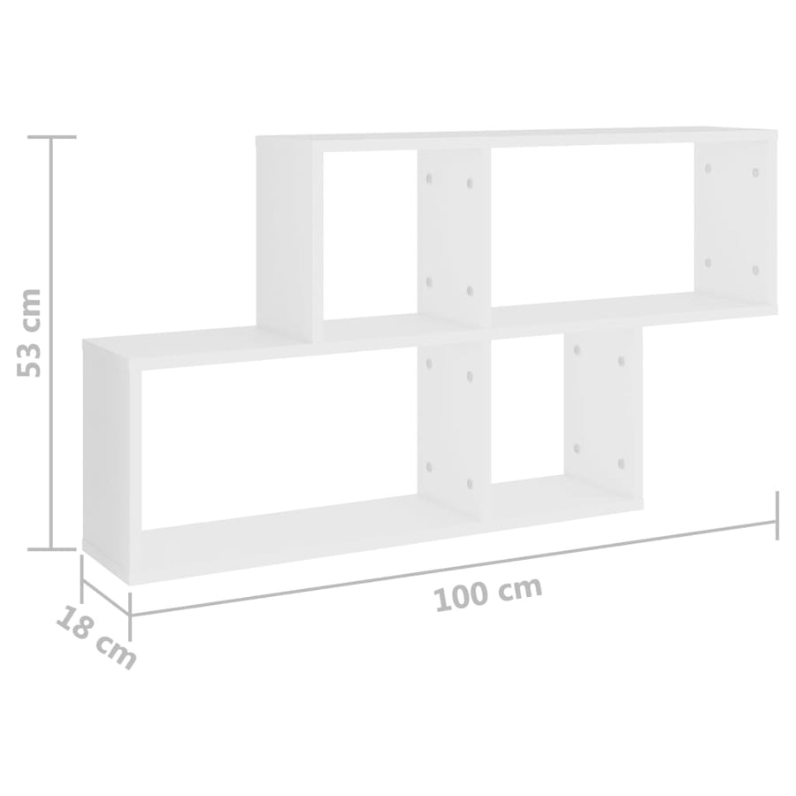 Wandschap 00X8X53 Cm Bewerkt Hout Wit