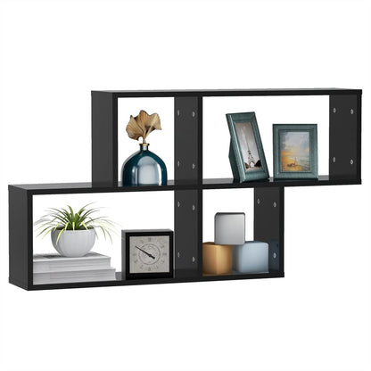 Wandschap 100x18x53 cm spaanplaat zwart Zwart