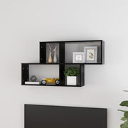 Wall shelf 100x18x53 cm carved wood black