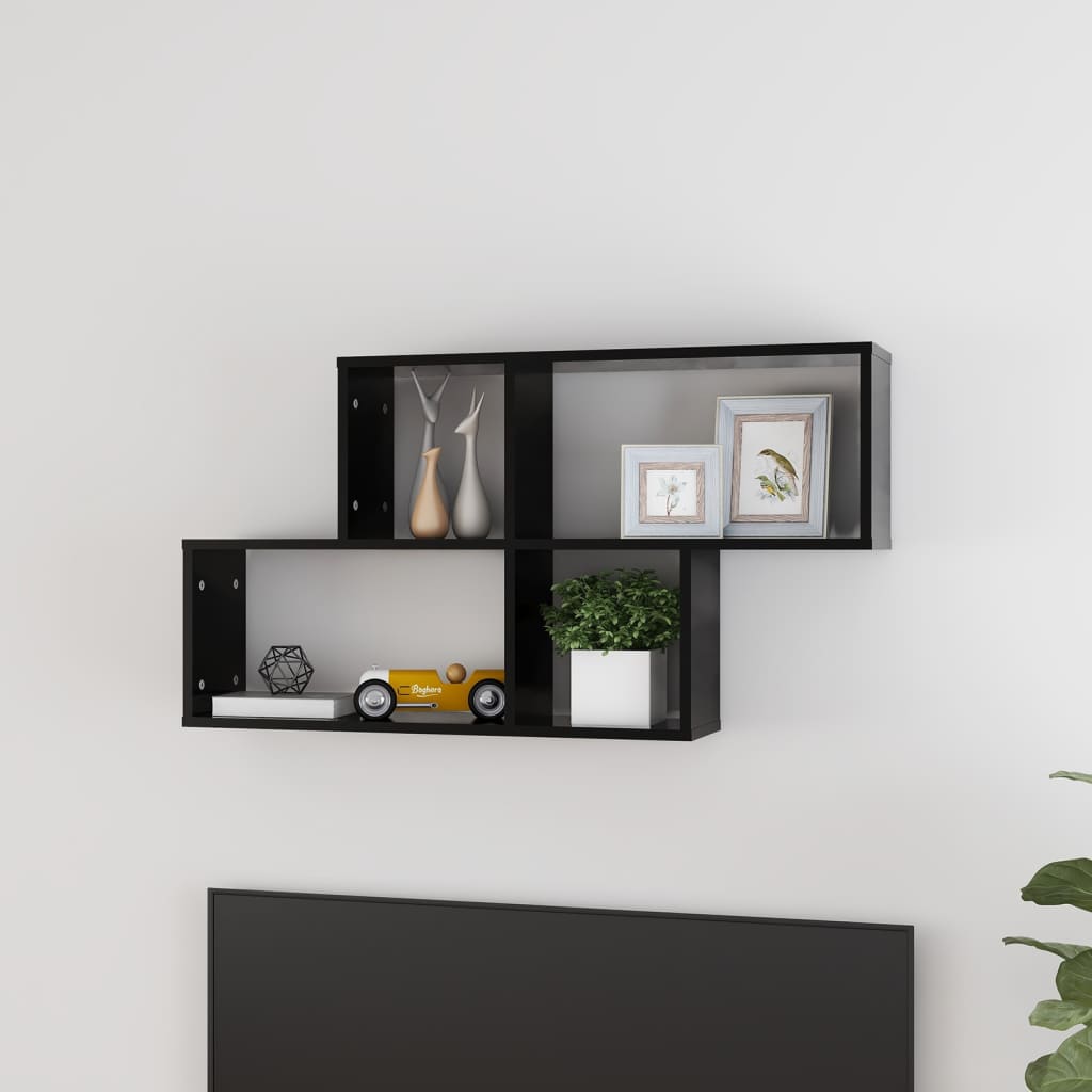 Wandschap 100x18x53 cm spaanplaat zwart Zwart