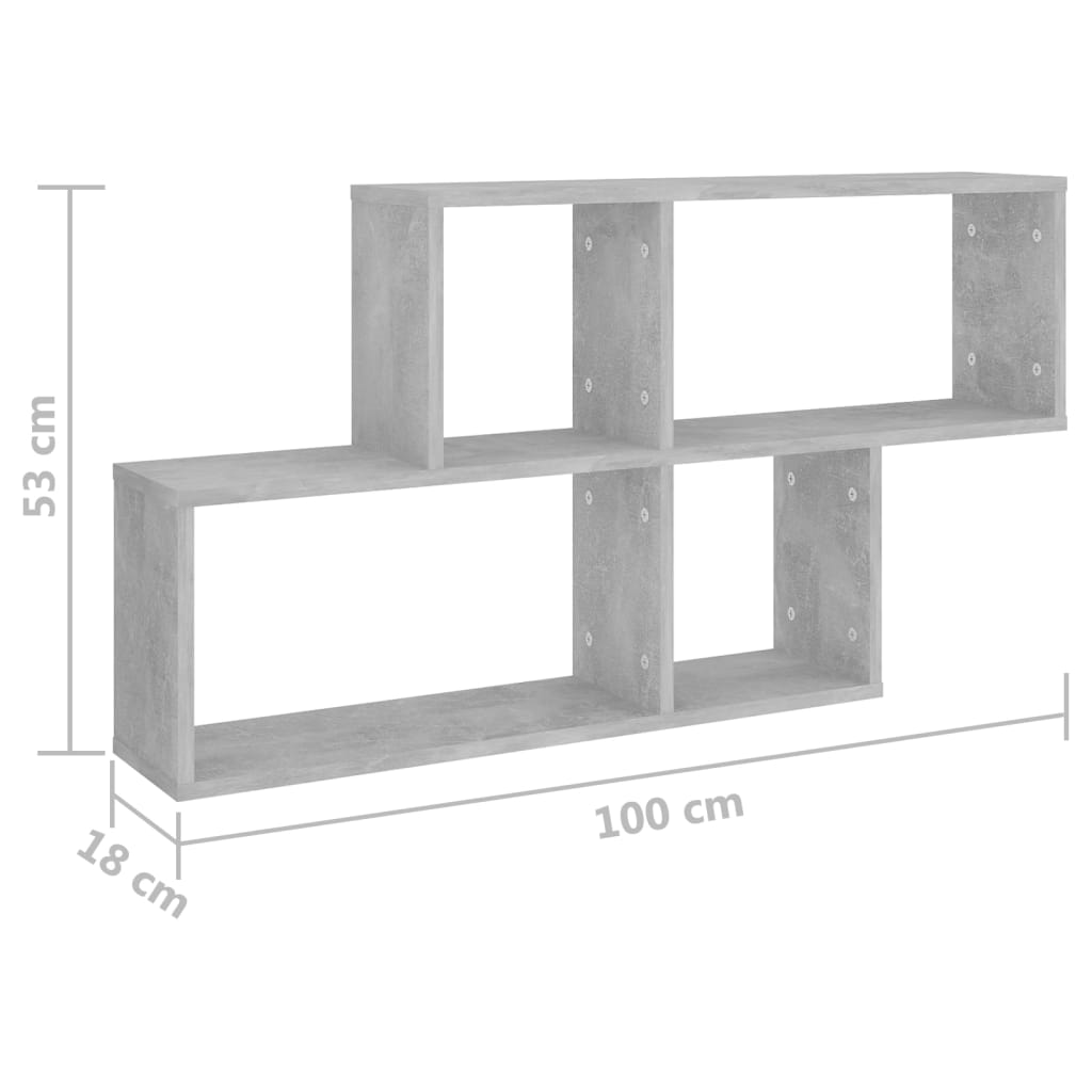 Wandschap 100X18X53 Cm Spaanplaat Betongrijs