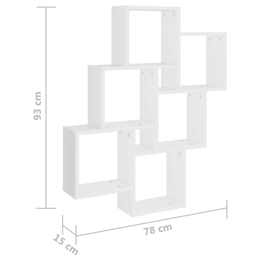 Wandschap Kubus 78X5X93 Cm Bewerkt Hout Wit
