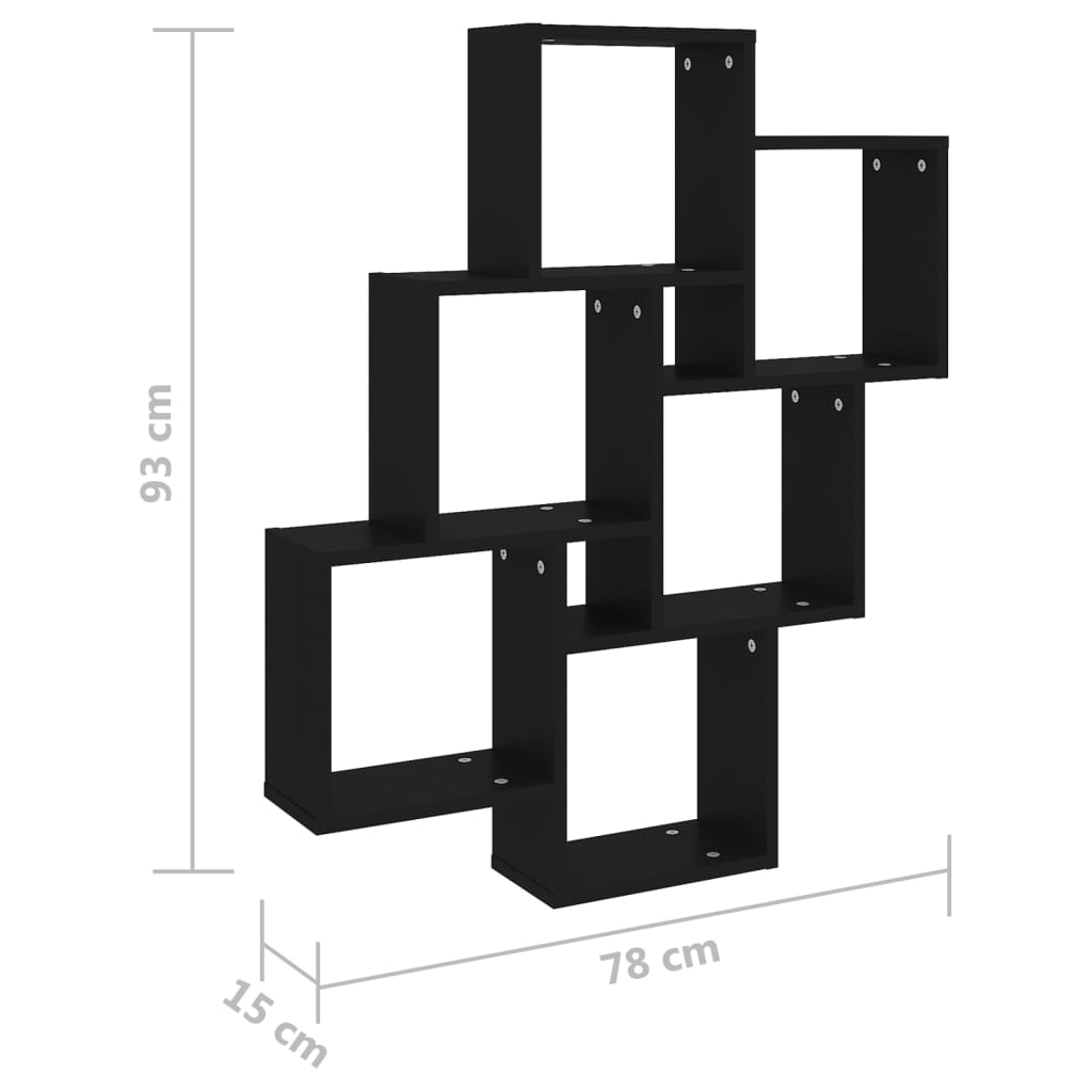 Wandschap Kubus 78X5X93 Cm Spaanplaat Zwart