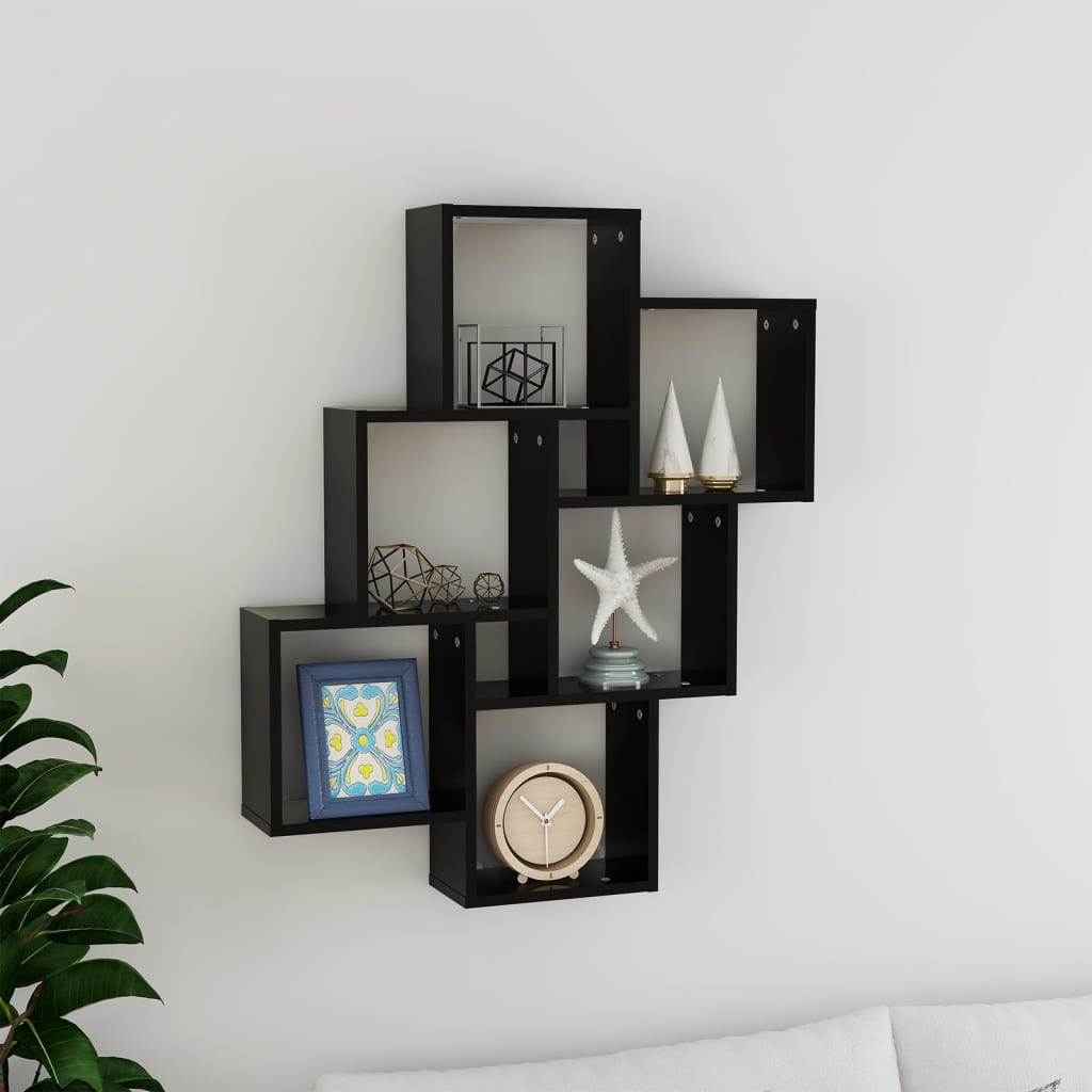Wandschap Kubus 78X5X93 Cm Spaanplaat Zwart