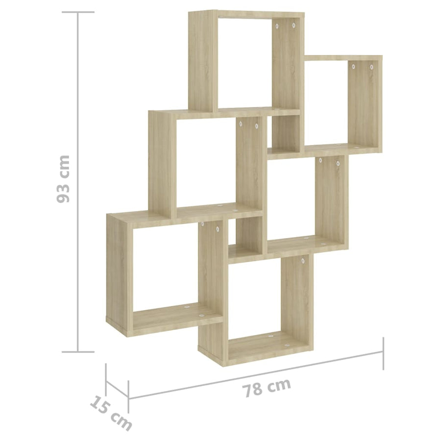 Wandschap Kubus 78X5X93 Cm Spaanplaat Sonoma eiken