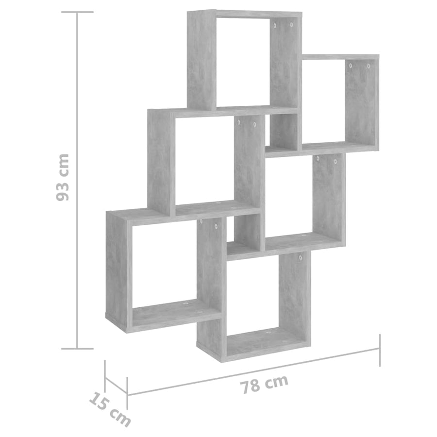 Wandschap Kubus 78X5X93 Cm Spaanplaat Betongrijs
