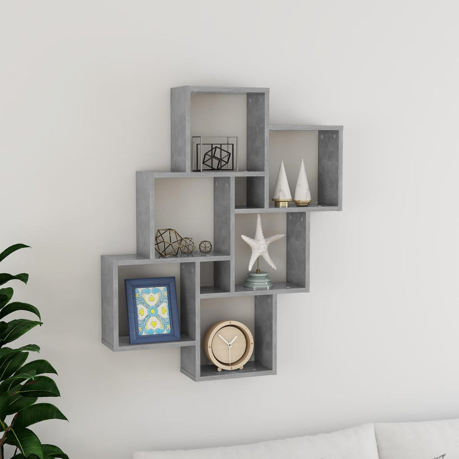 Wandschap Kubus 78X5X93 Cm Spaanplaat Betongrijs