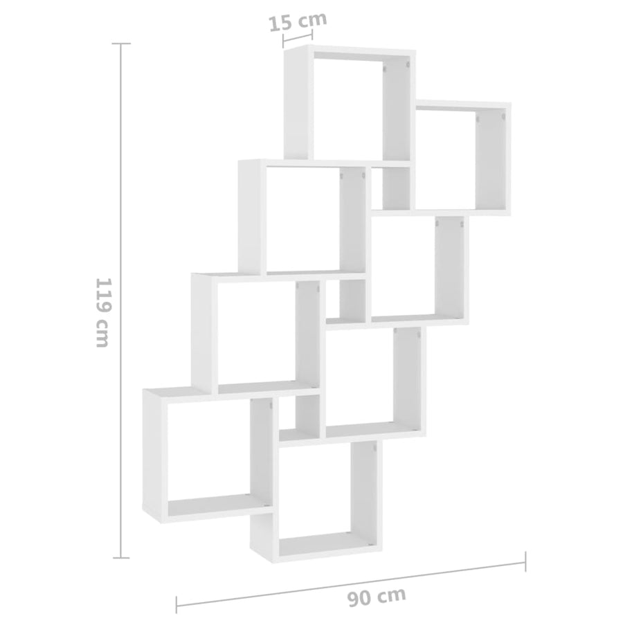 Wandschap Kubus 90X5X9 Cm Spaanplaat Wit