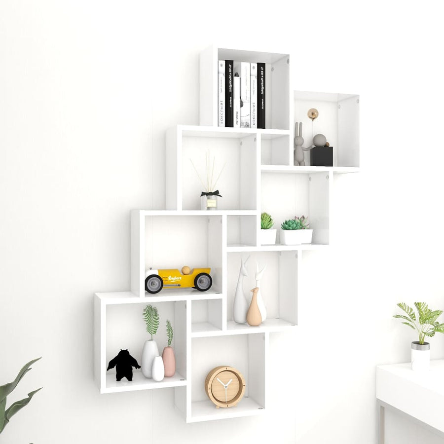 Wandschap Kubus 90X5X9 Cm Spaanplaat Wit