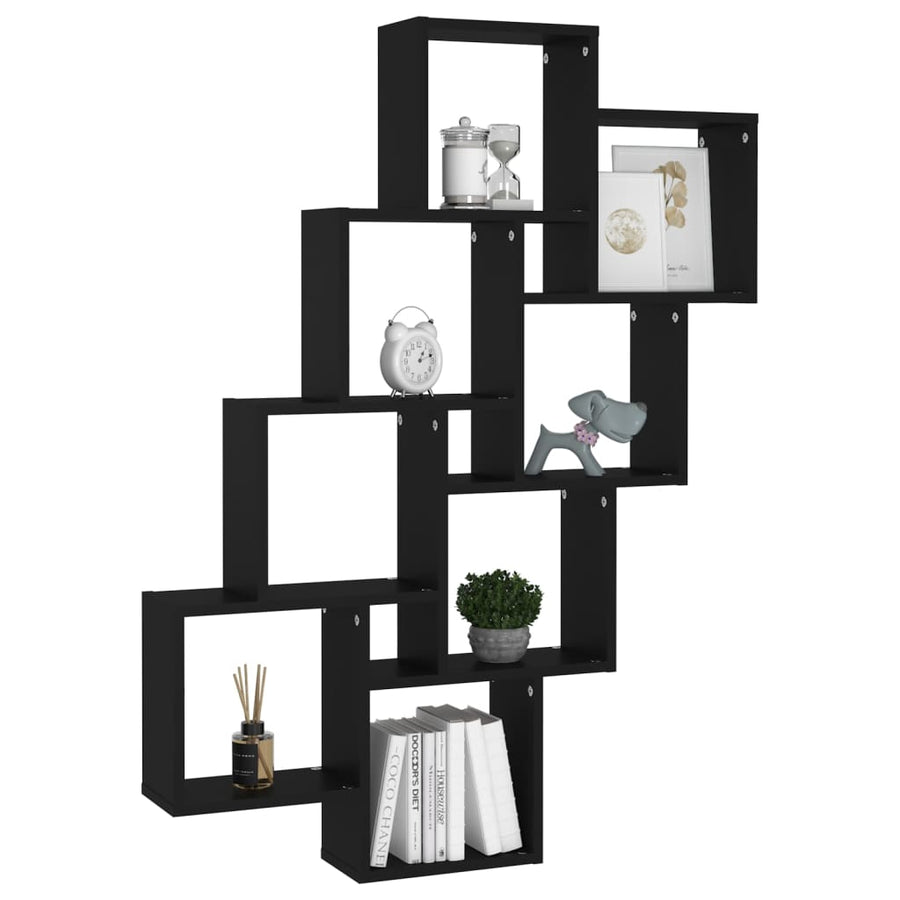 Wandschap Kubus 90X5X9 Cm Spaanplaat Zwart