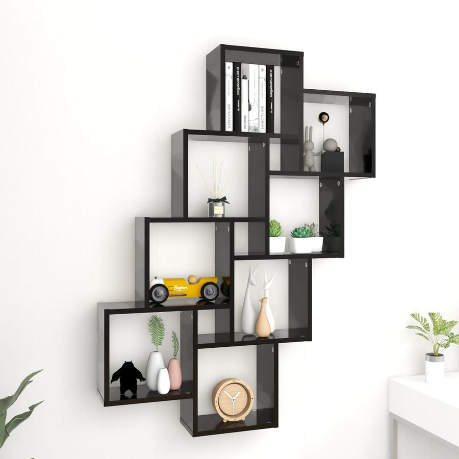 Wandschap Kubus 90X5X9 Cm Spaanplaat Zwart