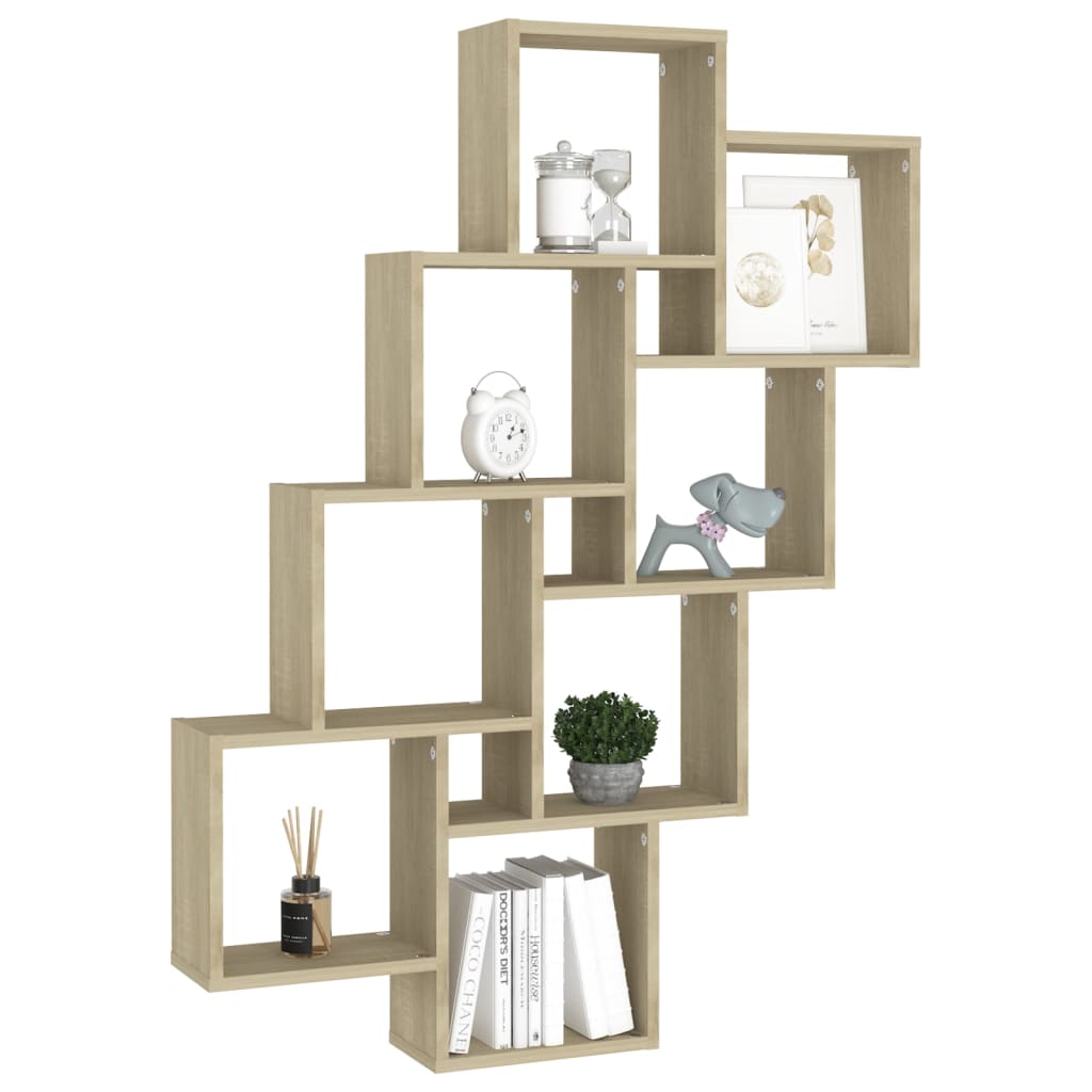 Wandschap Kubus 90X5X9 Cm Spaanplaat Kleurig Sonoma eiken