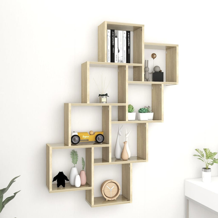 Wandschap Kubus 90X5X9 Cm Spaanplaat Kleurig Sonoma eiken