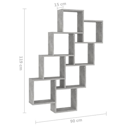 Wandschap Kubus 90X5X9 Cm Spaanplaat Betongrijs