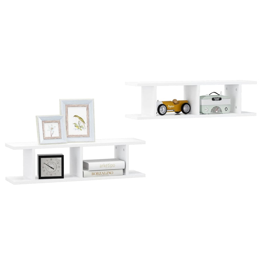Wandschappen 2 St 75X18X20 Cm Bewerkt Hout Wit 75 x 18 x 20 cm
