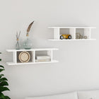 Wall shelves 2 pcs 75x18x20 cm treated wood white