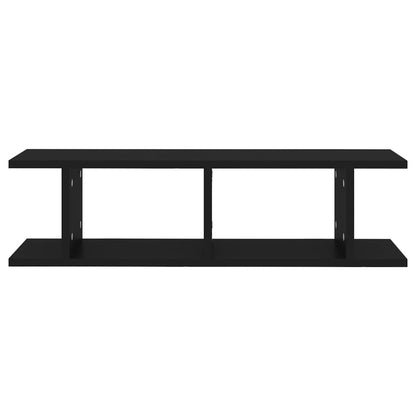 Wandschappen 2 St 75X18X20 Cm Bewerkt Hout Zwart 75 x 18 x 20 cm