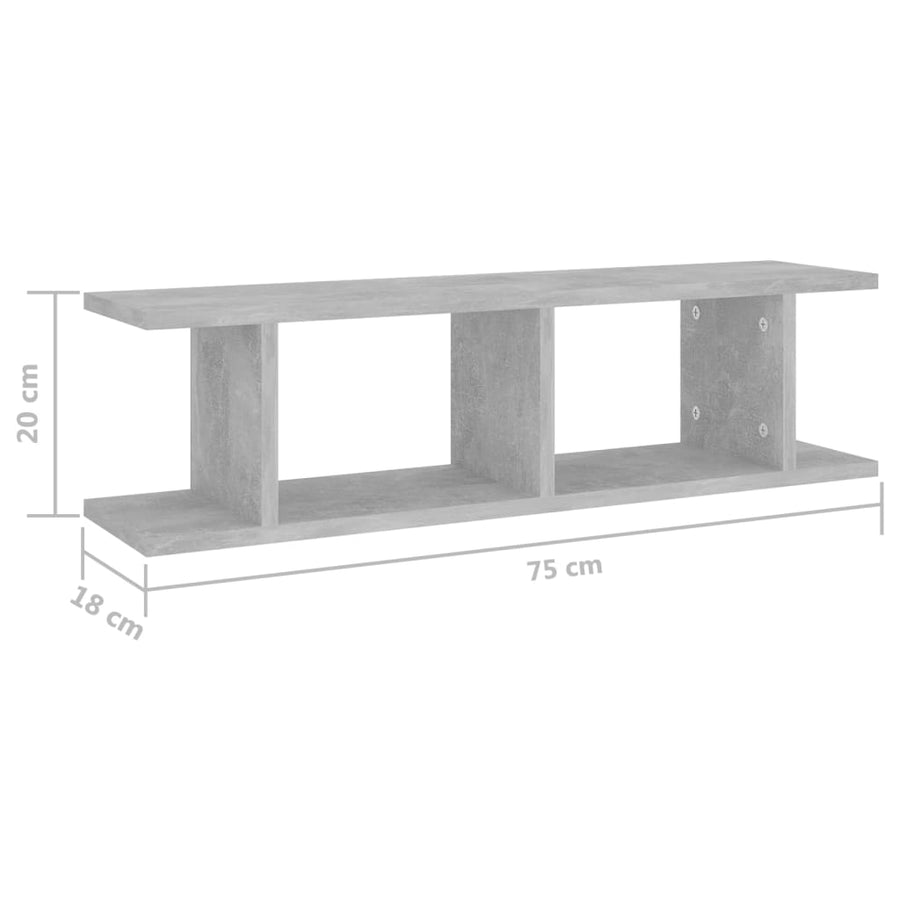 Wandschappen 2 St 75X18X20 Cm Bewerkt Hout Betongrijs 75 x 18 x 20 cm