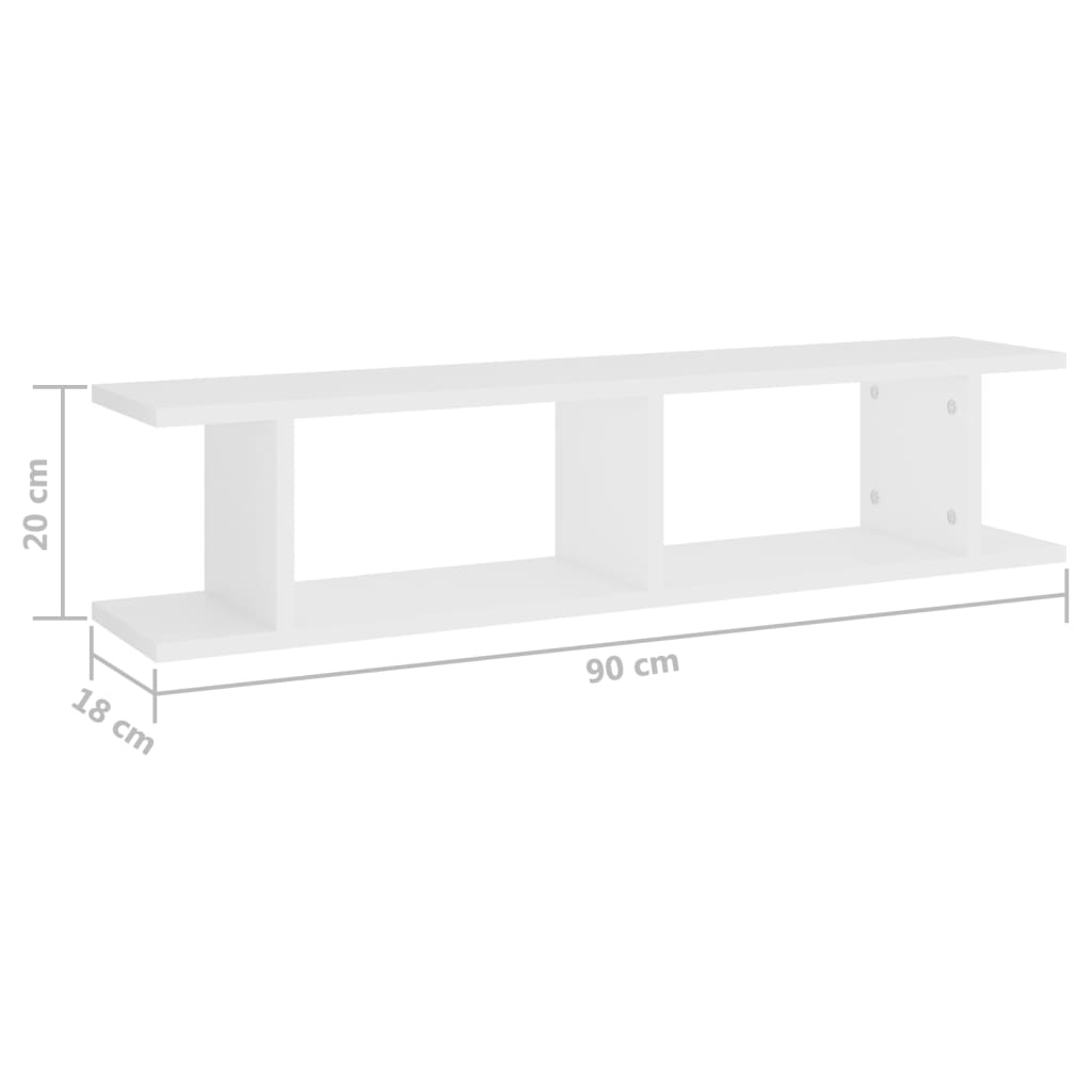 Wandschappen 2 St 90X18X20 Cm Spaanplaat Wit 90 x 18 x 20 cm