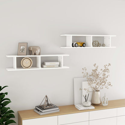 Wandschappen 2 St 90X18X20 Cm Spaanplaat Wit 90 x 18 x 20 cm
