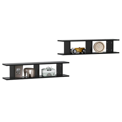 Wandschappen 2 St 90X18X20 Cm Spaanplaat Zwart 90 x 18 x 20 cm
