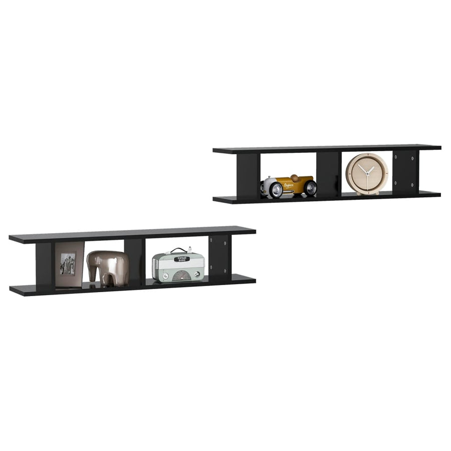 Wandschappen 2 St 90X18X20 Cm Spaanplaat Zwart 90 x 18 x 20 cm