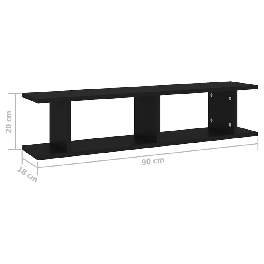 Wandschappen 2 St 90X18X20 Cm Spaanplaat Zwart 90 x 18 x 20 cm