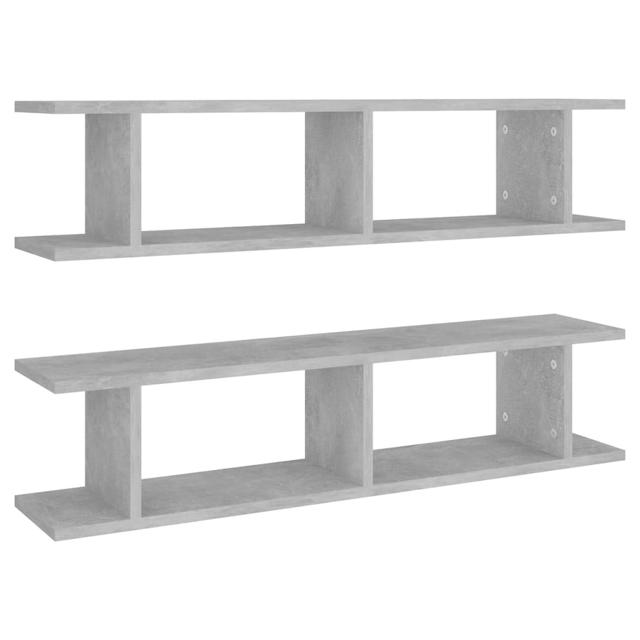 Wandschappen 2 st 90x18x20 cm bewerkt hout betongrijs