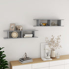 Wall shelves 2 pcs 90x18x20 cm processed wood concrete grey