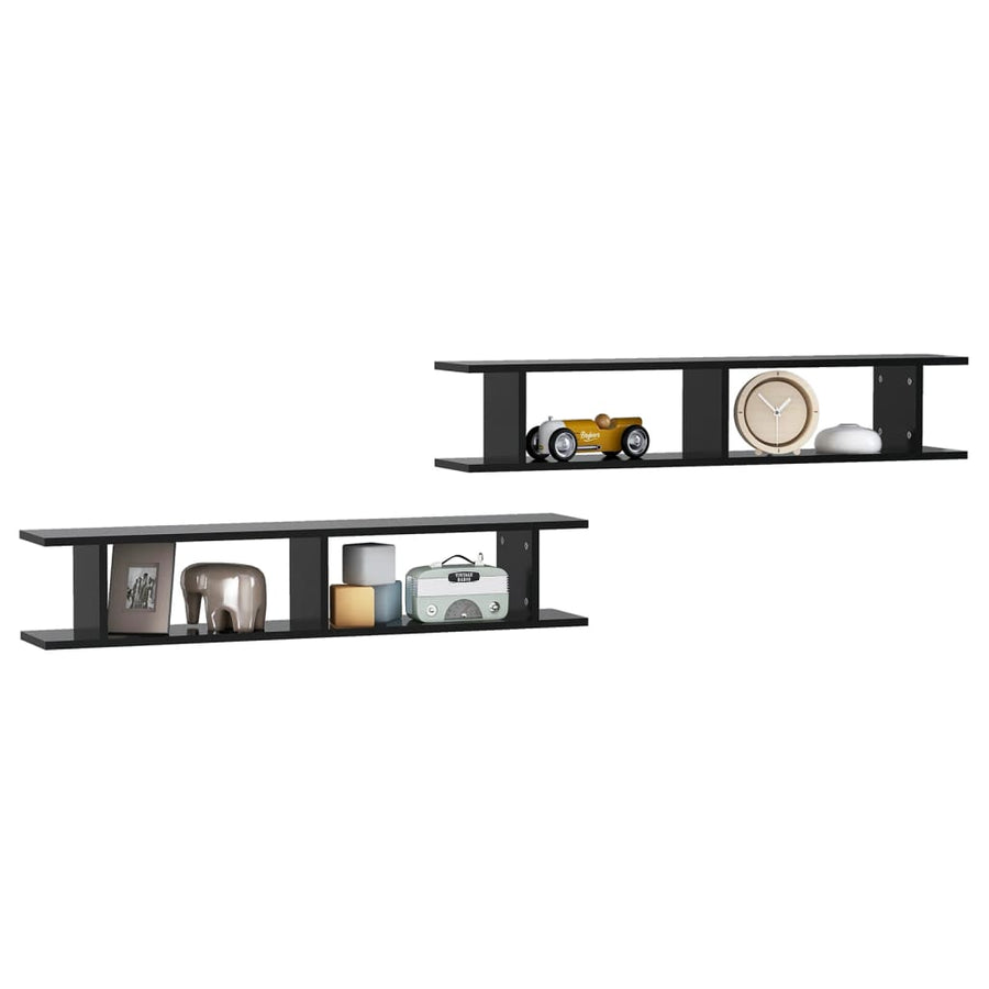 Wandschappen 2 St 105X18X20 Cm Spaanplaat Zwart 105 x 18 x 20 cm
