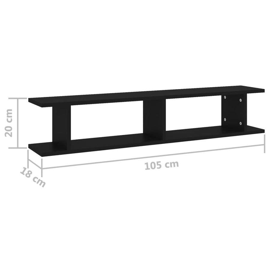 Wandschappen 2 St 105X18X20 Cm Spaanplaat Zwart 105 x 18 x 20 cm