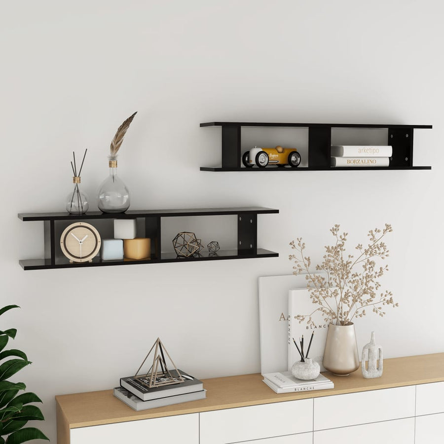 Wandschappen 2 St 105X18X20 Cm Spaanplaat Zwart 105 x 18 x 20 cm