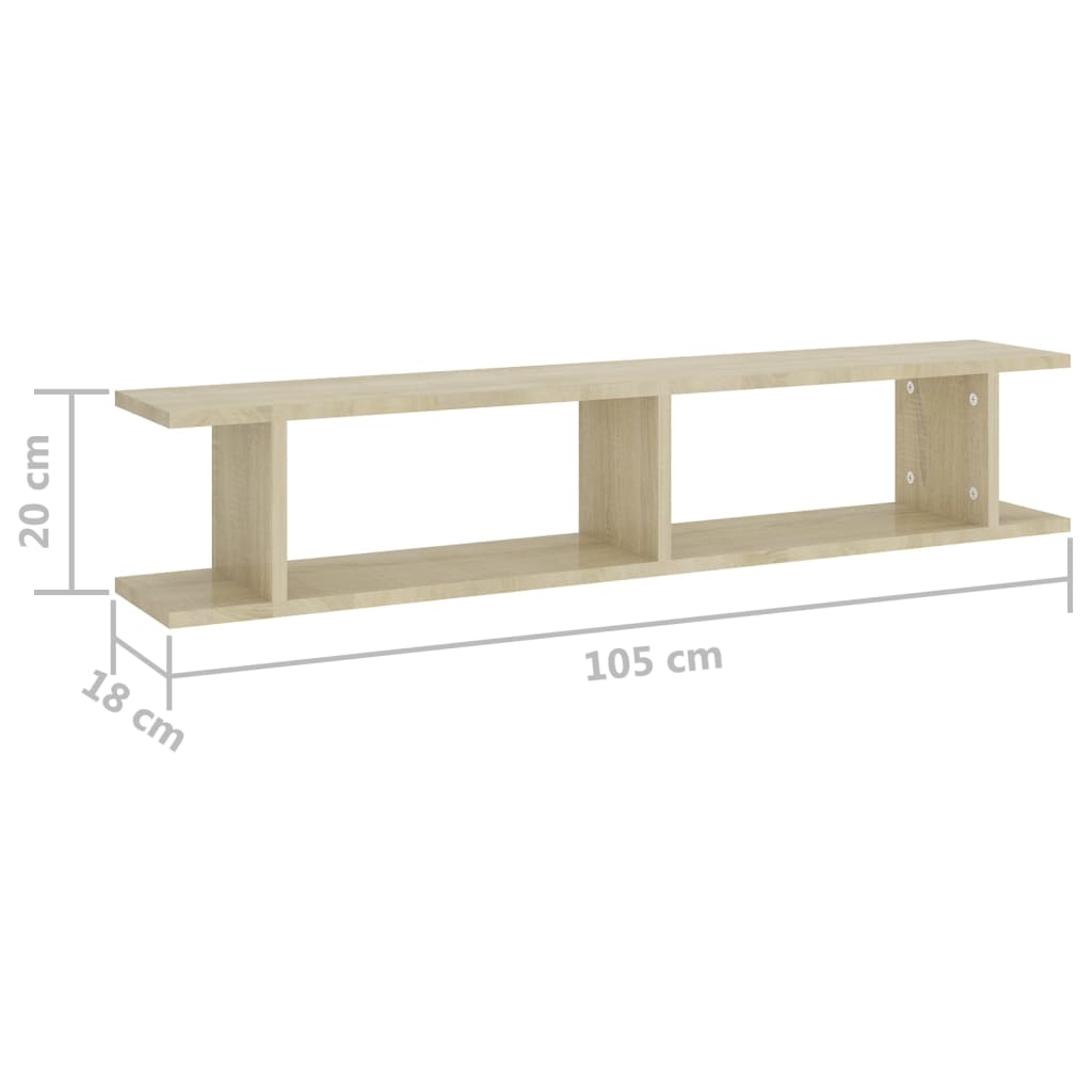Wandschappen 2 St 105X18X20 Cm Spaanplaat Sonoma Eikenkleurig 105 x 18 x 20 cm