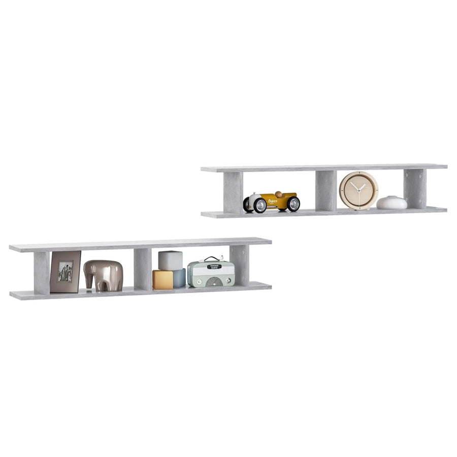 Wandschappen 2 St 105X18X20 Cm Spaanplaat Betongrijs 105 x 18 x 20 cm