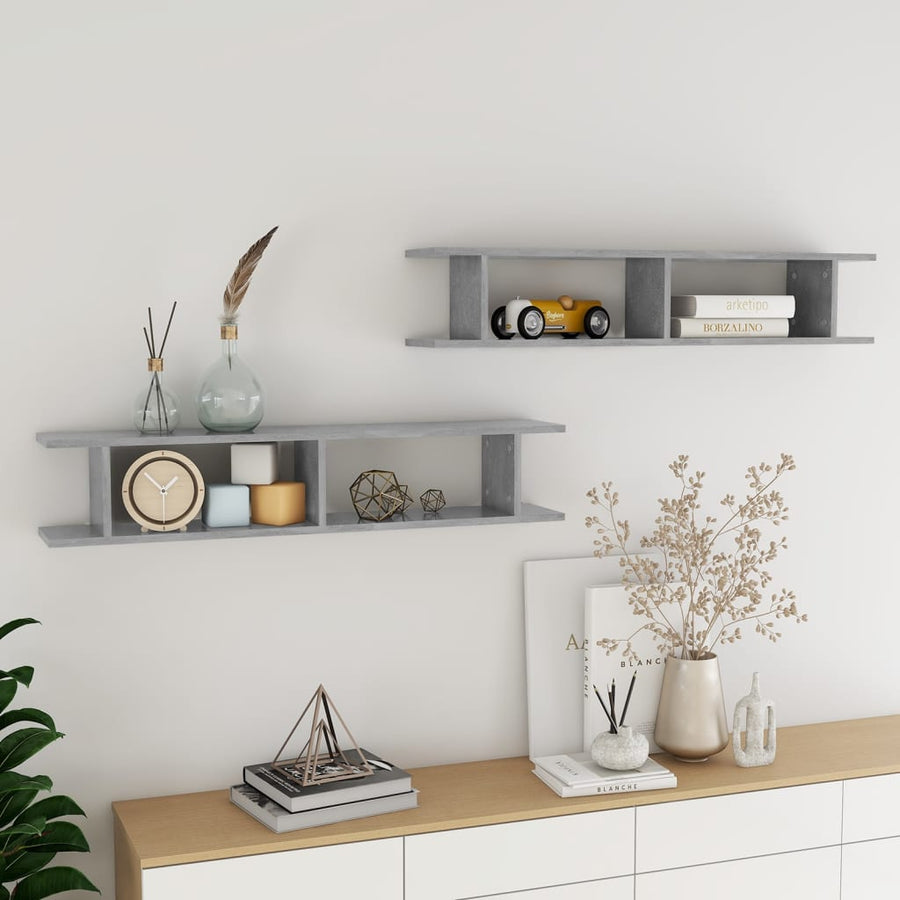 Wandschappen 2 St 105X18X20 Cm Spaanplaat Betongrijs 105 x 18 x 20 cm