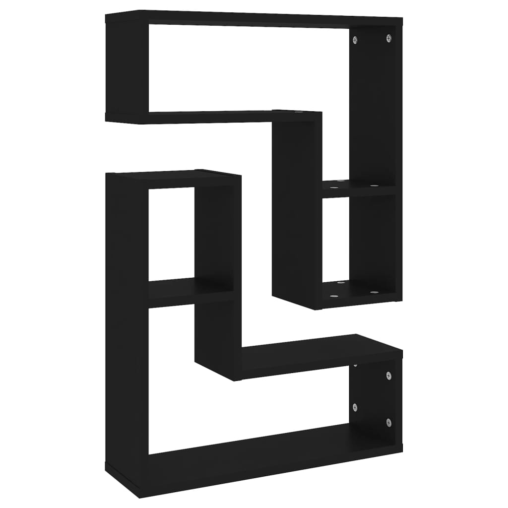 Wandschappen 2 st 50x15x50 cm bewerkt hout zwart