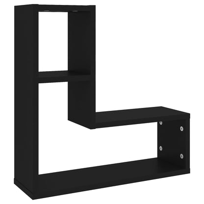 Wandschappen 2 st 50x15x50 cm bewerkt hout zwart