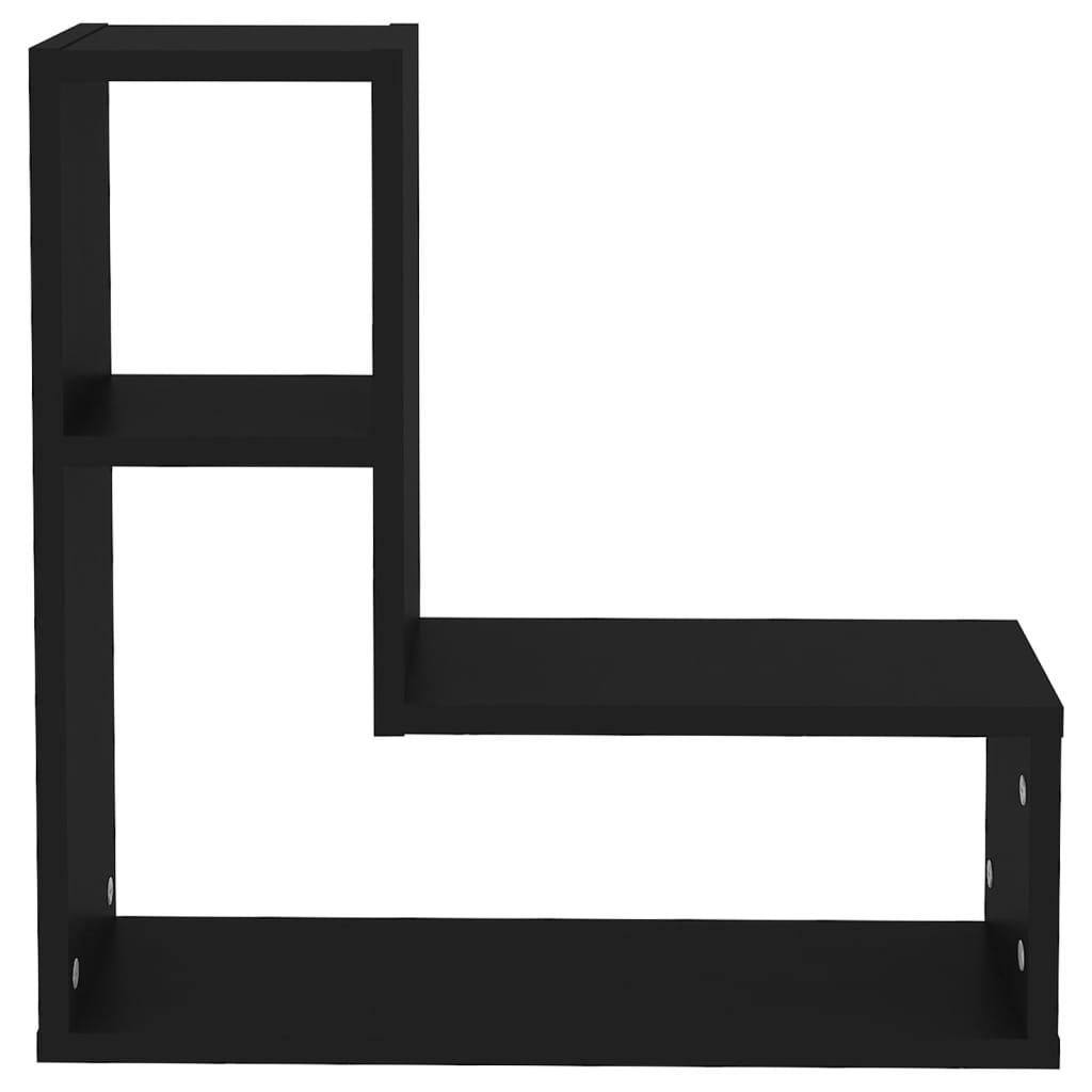 Wandschappen 2 st 50x15x50 cm bewerkt hout zwart