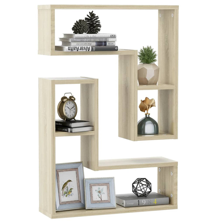 Wandschappen 2 st 50x15x50 cm bewerkt hout sonoma eikenkleurig